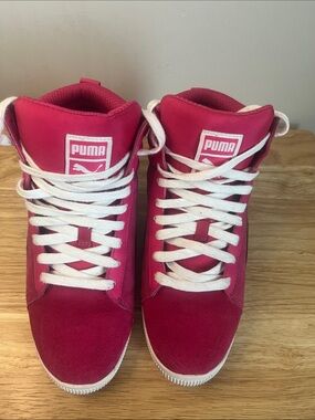 Puma Kids' Hot Pink High-Top Sneakers with White Laces